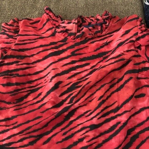 Rachel Roy red/black zebra print sheer top with puff sleeves NWT sz XXL - Picture 3 of 10